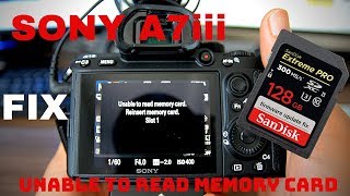 unable to read memory card reinsert memory card sony a7 iii