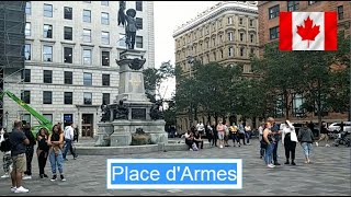 Walking in Downtown Montreal / Place d'Armes and Notre Dame Basilica / Old Montreal