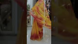 Yellow and red Organza saree from Meesho under Rs. 500 | How to drape a saree? #meeshohaul