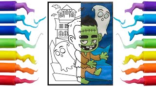 Frankenstein Halloween coloring page |  Ghost coloring pages | no copyright music