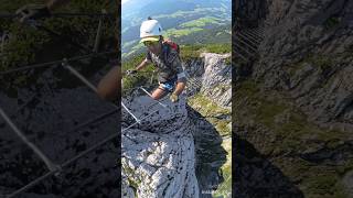 Testing my new camera on a very dangerous ladder in the Austrian Alps  #mountains #climbing #amazing