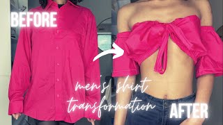 Transforming a Men's Button Down Shirt into a Trendy Tie-Front Crop Top