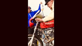 DUCATI TEST 3 Short Film EXP No.1 footage filmed on location at KEMPTON PARK - Motorcycle Kick-Start