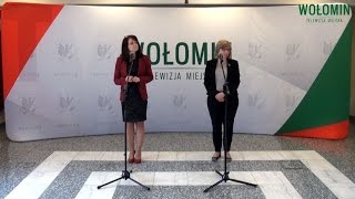 Wołomin - konferencja prasowa wicemarszałek Ewy Orzełowskiej i burmistrz Elżbiety Radwan