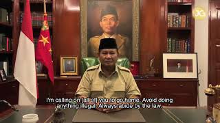 Prabowo Calls on Supporters to Abide by the Law