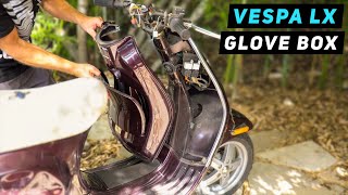 Снятие / установка внутреннего перчаточного ящика Vespa LX / крышки защиты ног | Скутер Митча