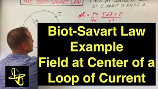 Biot-Savart Law Example: Magnetic Field at the Center of a Circular Loop