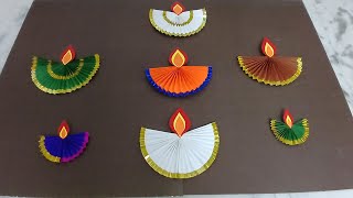 How to make paper diya for Diwali decoration / Paper Diya making idea step by step