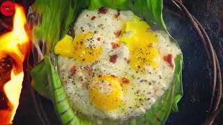 How to make coconut roti & bulls eye egg in jungle |Taste with Life