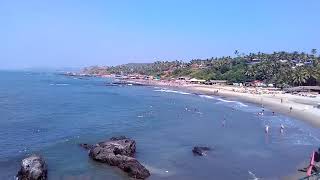 Beautiful view of Ozran Beach from cliff, Goa, India