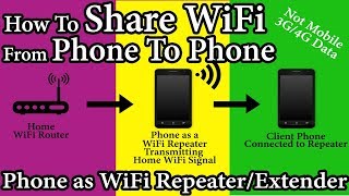 ✓ How to Share WIFI CONNECTED PHONE'S INTERNET to other Android Phone