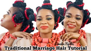 IGBO TRADITIONAL MARRIAGE BRIDAL HAIR TUTORIAL || Amaka Njoku