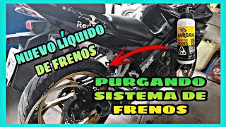 COMO CAMBIAR LÍQUIDO DE FRENOS Y PURGAR SISTEMA DE FRENOS TRACEROS DE UNA MOTOCICLETA / RT 200