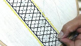 Border design, hand embroidery, coil stitch