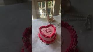 pink heart cake 💓 #cake #pinkcake #pink #birthdaycake