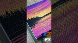 Easy Landscape Painting with Acrylic Paints || Landscape Canvas Painting🖼 #viral #trending #ytshorts