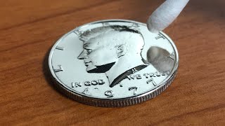 【Coin Polishing】50 cent coin to mirror #1/Satisfying Video - 50 cent coin Polish