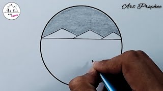 Pencil Drawing in a Circle Scenery Easy Drawing - Step by Step Circle Drawing