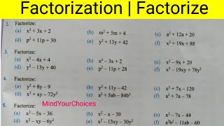 Factorization | Factoring Quadratic Expressions | Factorize Class 8 | Algebraic Expressions Class 8