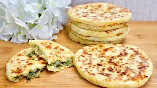 Сырные лепешки на кефире с зеленью на сковороде. Быстрый рецепт  / Cakes yogurt with herbs. Eng sub