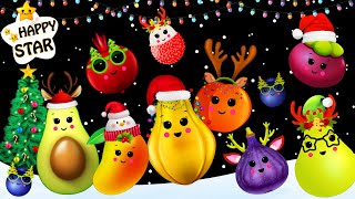 Happy Christmas Fruits Party - Cartoon Dance with Fruits - Baby Sensory Videos - Happy star Dancing