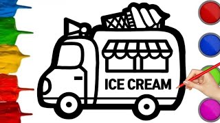 IceCream Van Drawing,Painting and Coloring for Kids & Toddlers|How to Draw IceCream Van