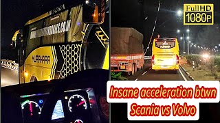 Insane acceleration of Volvo & Scania on Ghats road 🔥 | bus chasing each other on highways |  #beast