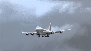 Cargolux 747-400F crosswind landing at Luxembourg ELLX [Full HD]