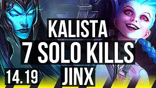 KALISTA & Pyke vs JINX & Janna (ADC) | 7 solo kills, Legendary | EUW Master | 14.19